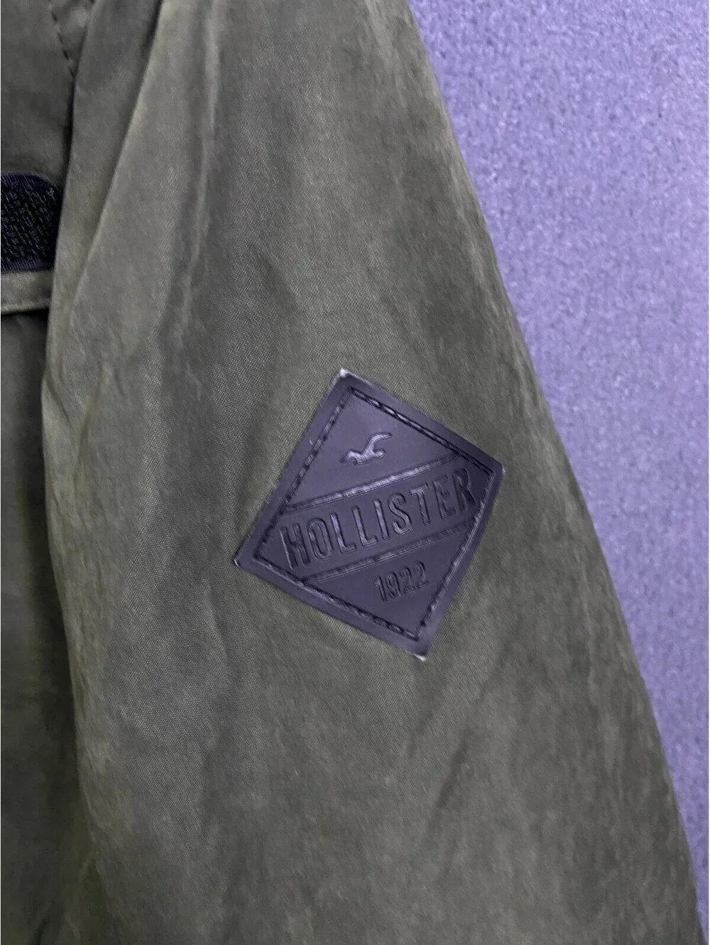 HOLLISTER LINED PARKA JACKET COAT OLIVE GREEN MENS SIZE XL NO FUR HOOD ACCENT